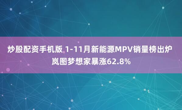 炒股配资手机版 1-11月新能源MPV销量榜出炉 岚图梦想家暴涨62.8%